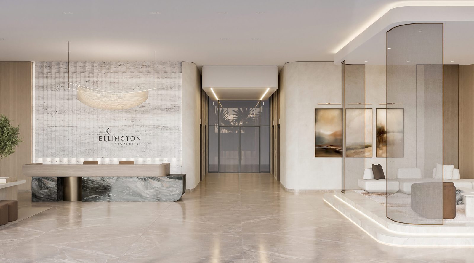 Lobby reception at Everly Place by Ellington Properties