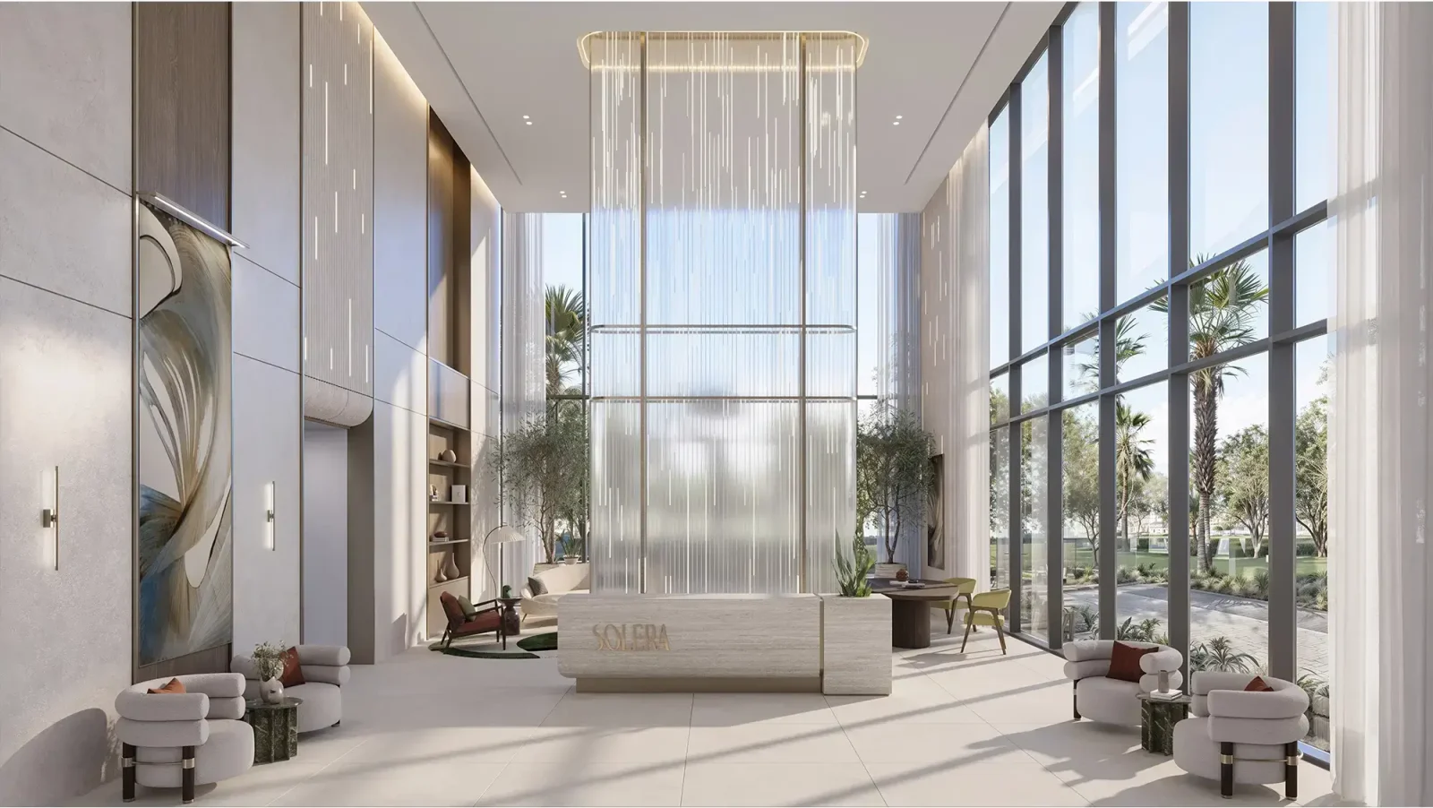 Double-height lobby at Solera by RAK Properties
